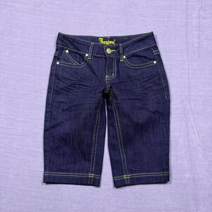 Joujou Royale Girls Denim Capri Shorts Yellow Stitching Size 3/4‎